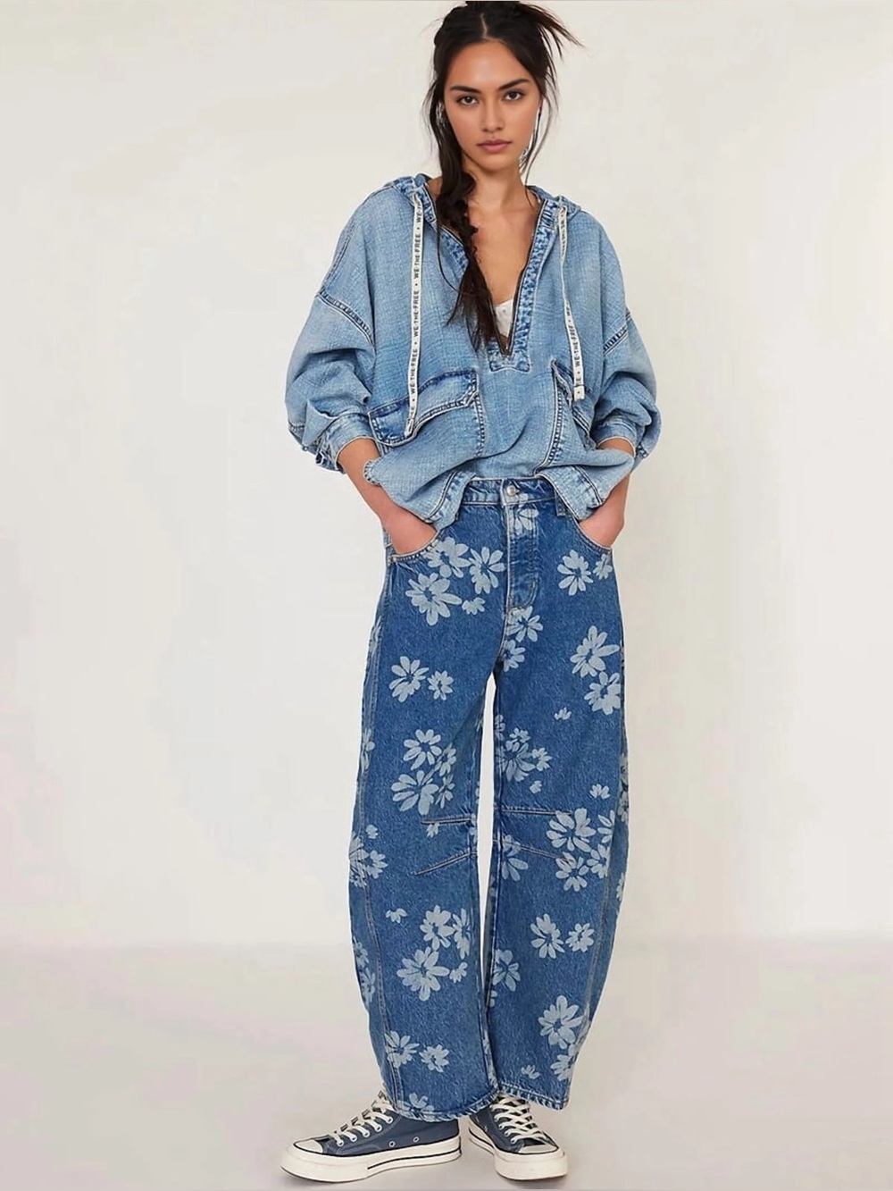 We The Free 
Good Luck Flower Printed Barrel Jeans - Picture 13 of 13